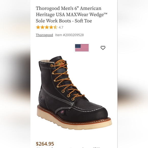 Thorogood Navy Leather American Heritage 6" work Boots Soft Toe Size 9.5 9 1/2 - Picture 2 of 6